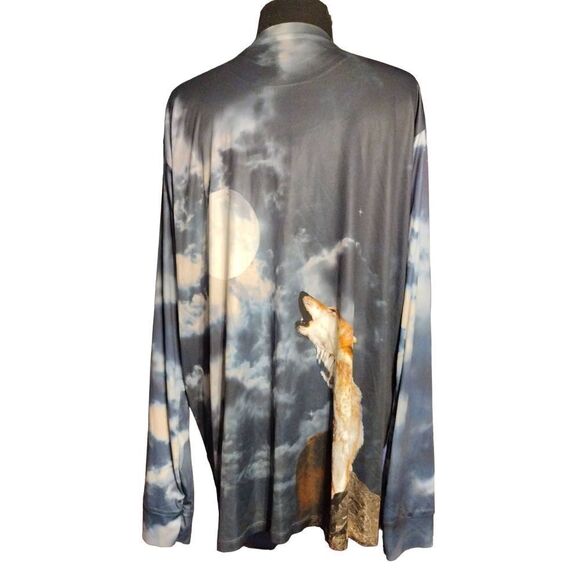 GET A LIFE Men’s Wolf Moon Howl T-Shirt Sz 2XL Long Sleeve Graphic Front/Back - Picture 3 of 5